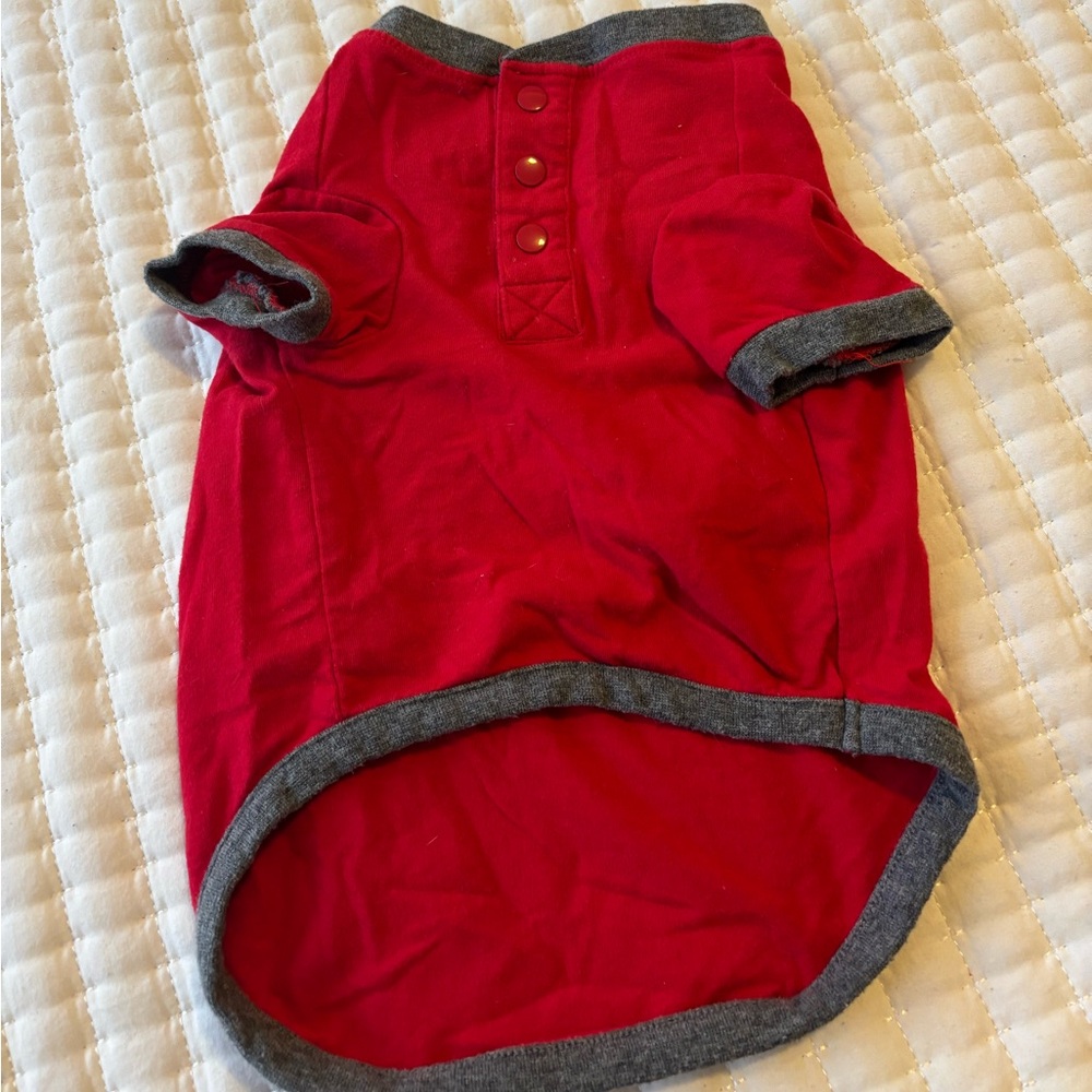 EUC Pajamagram Red and Gray Cat or Small Dog Shirt